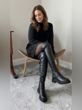 Michael Kors Black Leather Over the Knee Boots